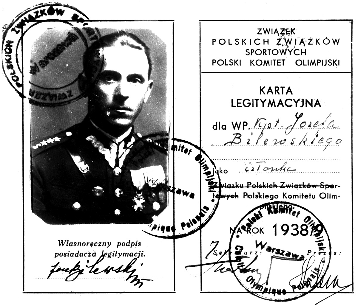 Legitymacja Związku Polskich Związków Sportowych kpt. Józefa Bilewskiego. Źródło: archiwum rodzinne Artura Bilewskiego