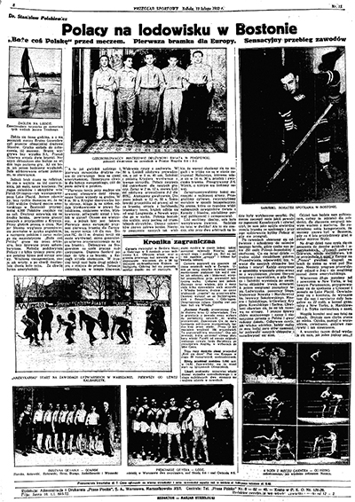 „Przegląd Sportowy” (nr 13, 13 lutego 1932 r., s. 6) o przegranej polskich hokeistów Fot. Zbiory Biblioteki Uniwersyteckiej w Warszawie