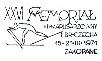 Datowniki pocztowe używane podczas Memoriału Bronisława Czecha i Heleny Marusarzówny. Memoriał rozgrywany był w Zakopanem w latach 1946–1994 Ze zbiorów prywatnych Jacka Kosmali