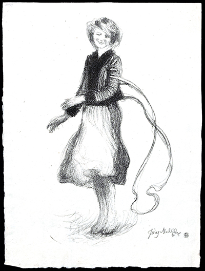 Józef Mehoffer (1869-1946) (grafik), „Urwany koń (Helcia Tatarówna)”, 1904 r., litografia; papier żeberkowy, wym. 34,6 x 19,5, nr inw. 99999 Fot. Muzeum Narodowe w Warszawie