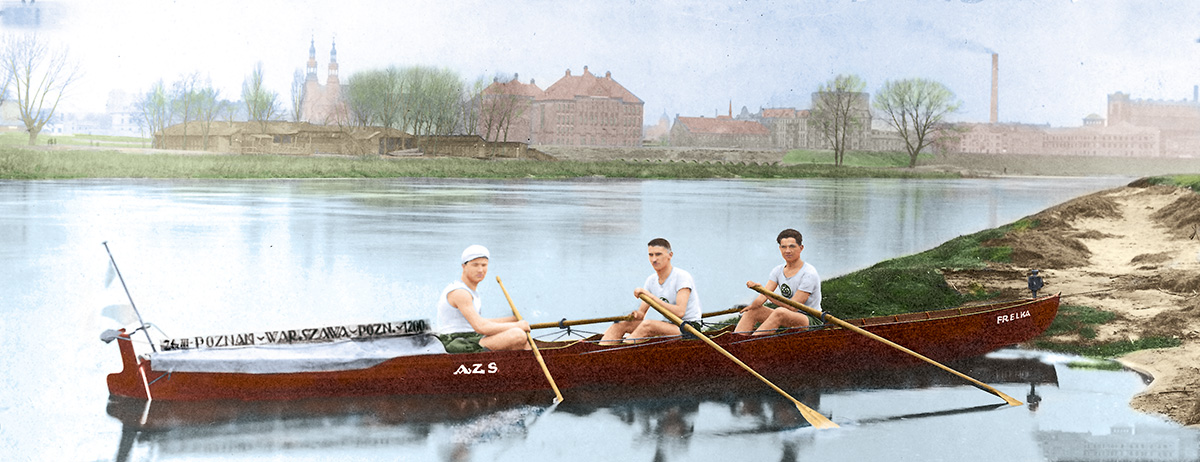 Wycieczka wioślarska AZS na trasie Poznań–Warszawa– –Poznań, 1925 r. Źródło: Narodowe Archiwum Cyfrowe
